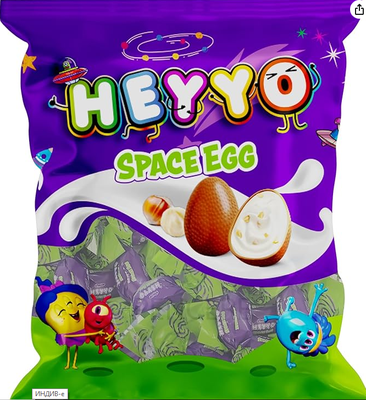 Шоколад Heyyo Space Egg молочный в форме яйца с молочно-ореховой кремовой начинкой 200 г.