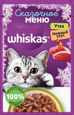 Влажный корм Whiskas Сказочное меню для взрослых кошек Утка в соусе, 75г