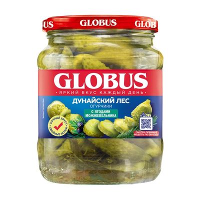 Огурцы Globus с можжевельником, 500мл Огурцы Globus с можжевельником, 500мл