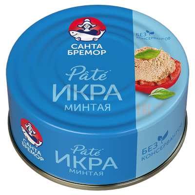 Икра минтая Санта Бремор деликатесная Пате пастериз ж/б 90 г