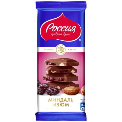 ТОП 100 Шоколад Россия щедрая душа молоч. минд/изюм. 21*75г