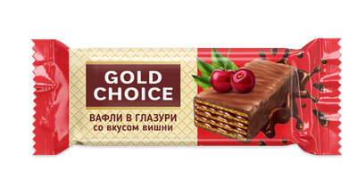 Вафли "GOLD CHOICE" в глазури с какао со вкусом вишни, фас. 0,5кг