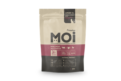 Корм сухой MOI для взрослых кошек Мясное ассорти 200 г
