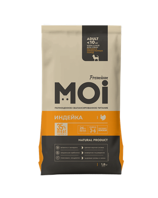 Корм сухой MOI для собак мелких и миниатюрных пород Индейка 1,8 кг