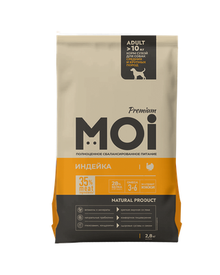 Корм сухой MOI для собак средних и крупных пород Индейка 2,8 кг
