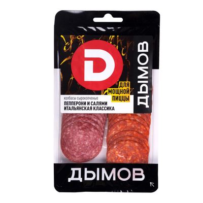 Ассорти колбас Дымов нарезка Пепперони и Салями Итальянская классика с/к, з/с, 90 г
