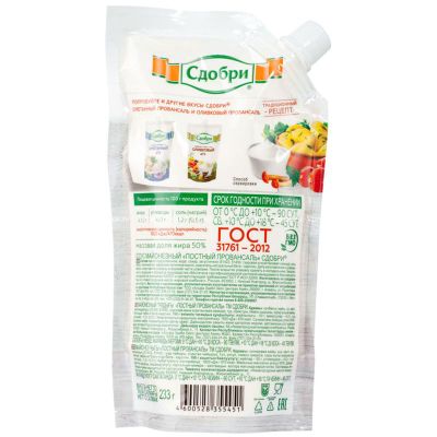 Майонез Сдобри Постный 50% 250г ДП