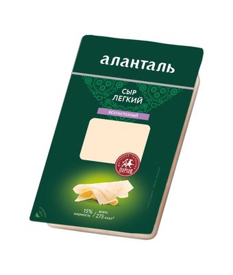 Сыр полутвердый безлактозный Аланталь Легкий, мдж 35%, слайсы 125г шт