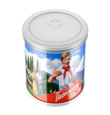 Молоко цельное сгущенное с сахаром Пионерская 0,38кг ж/б ключ и крышка