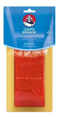 Форель радужная Санта Бремор слабосоленая филе-кусочки 200г 6шт