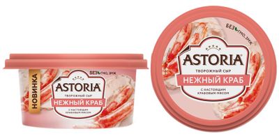 Сыр творожный натуральный Астория Нежный краб 60%, 130г