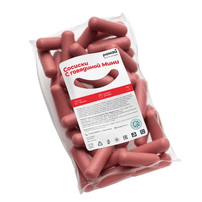 Сосиски Рамай с говядиной Халяль 25г МИНИ зам пакет 1 кг