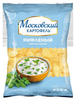 Чипсы Московский Картофель хруст. рифл со вкусом сметаны и зелени 120г