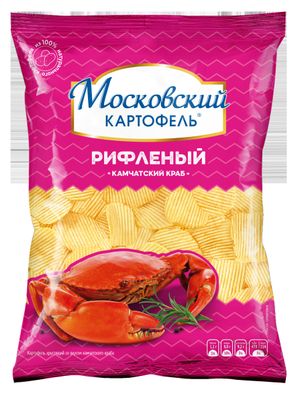 Чипсы Московский Картофель хруст. рифл со вкусом камчатского краба 120г