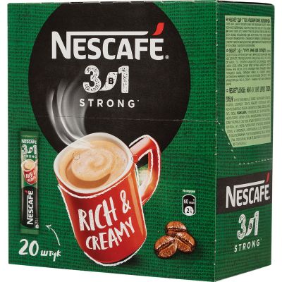 Кофе NESCAFE 3в1 Крепкий растворимый карт.кор. 10бл*(14,5г*20п)