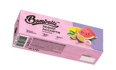 Зефир Bombelli Ассорти: Бабл гам, Арбуз, Манго-маракуйя, 170г