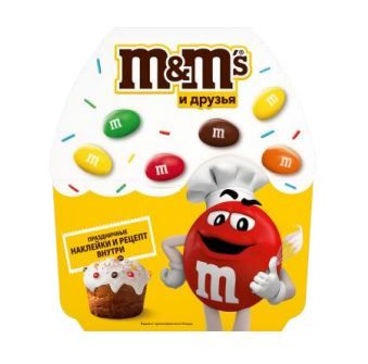 Подарочный набор M&M'S и друзья Пасхальный кулич, набор шоколадных конфет M&M'S, Twix, Milky Way, Bounty, Skittles, 141 г
