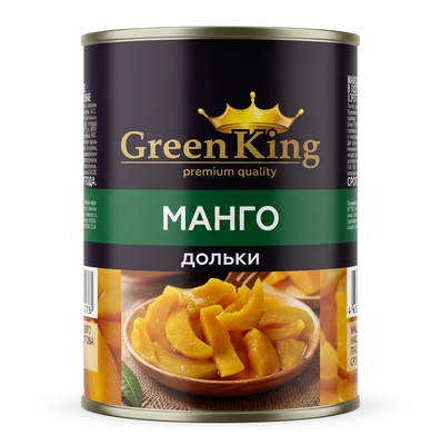 Манго Green King дольки в легком сиропе ж/б 425 мл (сухой вес 230 г), Вьетнам
