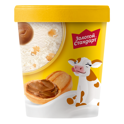 Мороженое Золотой Стандарт пломбир с вареной сгущенкой и печеньем Орешек 8*260г