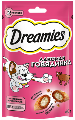 Лакомство для кошек Dreamies с добавлением говядины 8*60г