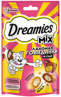 Лакомство для кош Dreamies с добавлением гов/сыр 8*60г