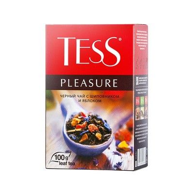 Чай черный Tess Pleasure с шиповником и яблоком, листовой, 100г