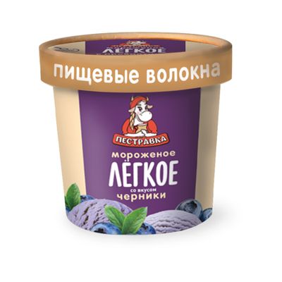 Мороженое Пестравка Легкое 3% без сахарозы со вкусом черники 70г