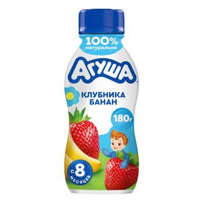 Йогурт питьевой 2,7% Агуша Клубника-банан, 180г