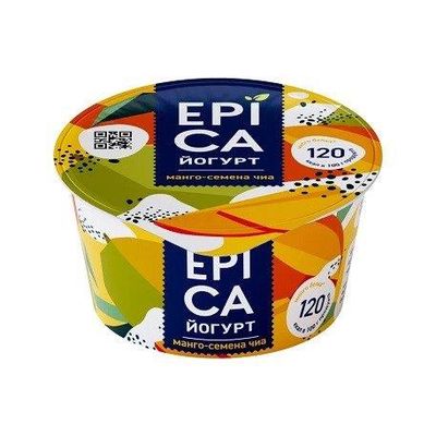 Йогурт EPICA 5% Манго-семена чиа, 130г