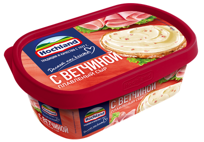 Сыр плавленый Hochland с ветчиной, ванночка, 200г