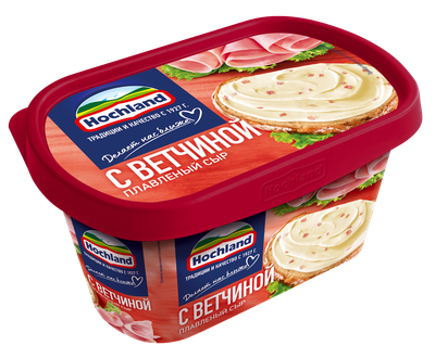 Сыр плавленый Hochland с ветчиной, ванночка, 400г