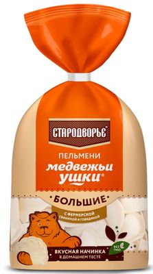 Пельмени Стародворье Медвежьи ушки с фермерской свининой и говядиной Большие 0,7 кг.