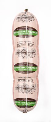 Колбаса вареная Дюжий Двор Оригинальная со шпиком ~2,4 кг вес