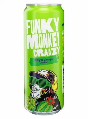 Напиток газированный Funky Monkey (Фанки Манки) Крейзи вкус Кактус-Лайм 0,45л