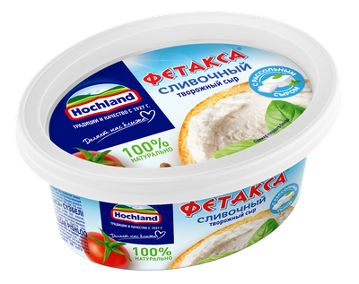 Сыр творожный Hochland Фетакса сливочный, ванночка, 140г