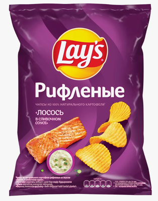 ТОП 100 Чипсы Lays картоф. рифл. лосось в слив соусе 140 г