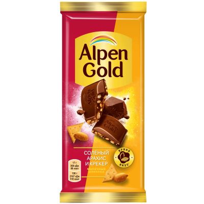 Шоколад Alpen Gold молочный Соленый арахис и крекер 80г