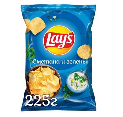 ТОП 100 Чипсы Lays картоф. рифл. сметана зелень 14*225г