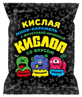 Карамель мини Кислоп с начинкой микс 200гр