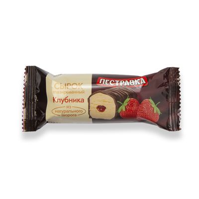 Сырок творожный глазированный Пестравка  с Клубникой 23 % флоу-пак 40 гр.