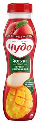 Йогурт Чудо питьевой Персик-Манго-Дыня п/бут 260г 1,9% (6шт)
