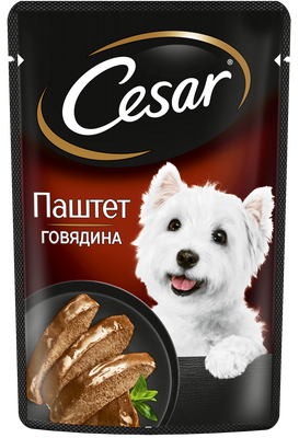 Влажный корм Cesar для взрослых собак, паштет с говядиной, 80г