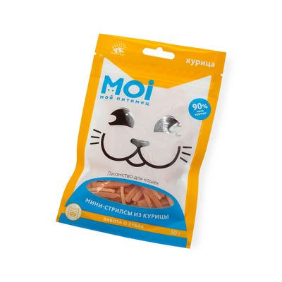 Лакомство для кошек MOI Мини-стрипсы из курицы пл/пак 50г