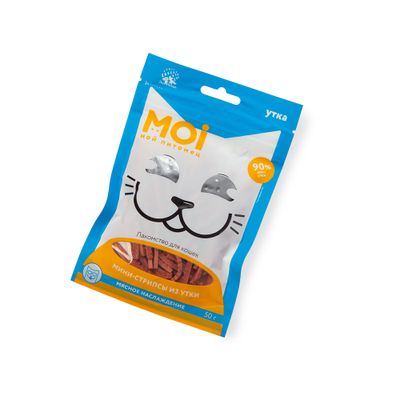 Лакомство для кошек MOI Мини-стрипсы из утки пл/пак 50г