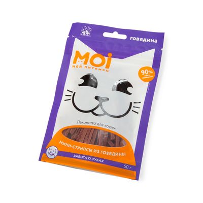 Лакомство для кошек MOI Мини-стрипсы из говядины пл/пак 50г