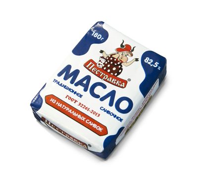 Масло Пестравка Традиционное сливочное 82,5% Фольга 180 г Масло Пестравка Традиционное сливочное 82,5% Фольга 180 г