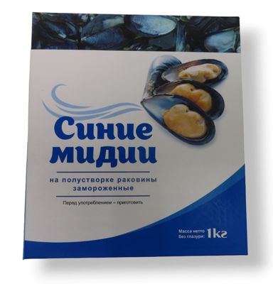 Мидии голубые 1/2 ракушки, КИТАЙ, 1кг