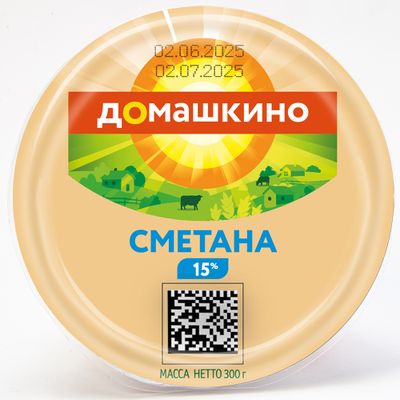 Сметана Село Домашкино 15% 300г стакан Сметана Село Домашкино 15% 300г стакан