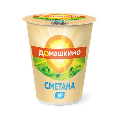 Сметана Село Домашкино 15% 300г стакан Сметана Село Домашкино 15% 300г стакан