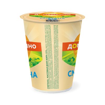 Сметана Село Домашкино 15% 300г стакан Сметана Село Домашкино 15% 300г стакан